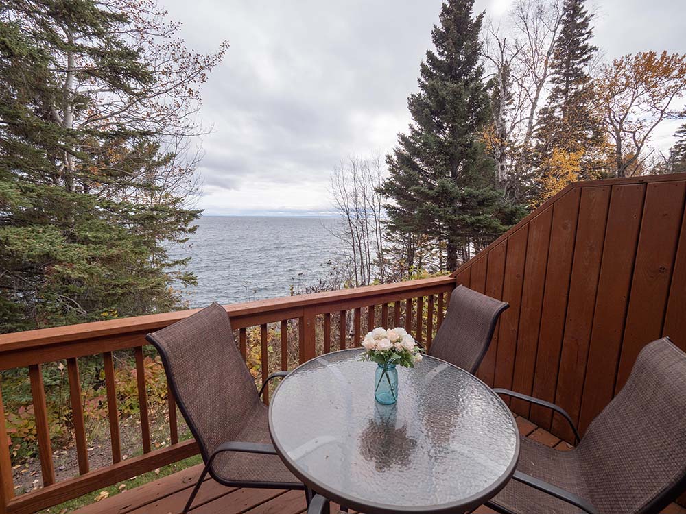 Lake Superior deck view with flowers